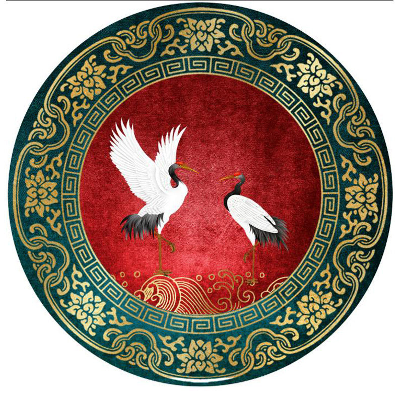 Chinese Decoration Rug Multi Colored Crane Printed Area Carpet Synthetics Non-Slip Backing Easy Care Area Rug Red Clearhalo 'Area Rug' 'Rug' 2480355