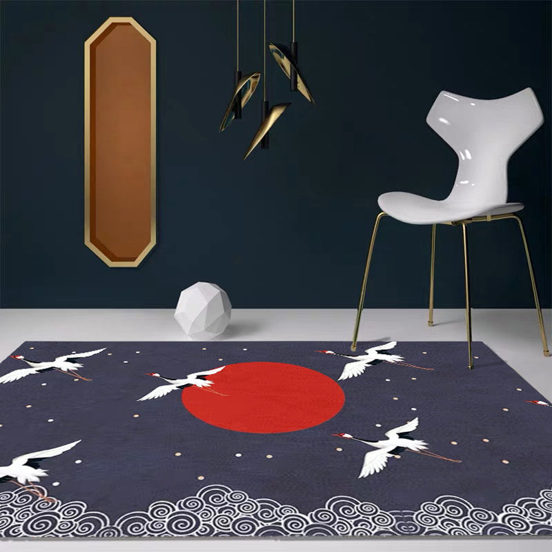 Nordic Crane Patterned Rug Multi-Color Synthetics Area Carpet Pet Friendly Easy Care Stain-Resistant Rug for Room Clearhalo 'Area Rug' 'Rug' 2480362