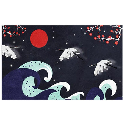 Nordic Crane Patterned Rug Multi-Color Synthetics Area Carpet Pet Friendly Easy Care Stain-Resistant Rug for Room Red-Black Clearhalo 'Area Rug' 'Rug' 2480363