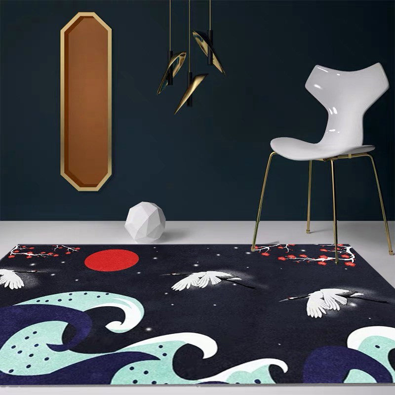 Nordic Crane Patterned Rug Multi-Color Synthetics Area Carpet Pet Friendly Easy Care Stain-Resistant Rug for Room Clearhalo 'Area Rug' 'Rug' 2480366