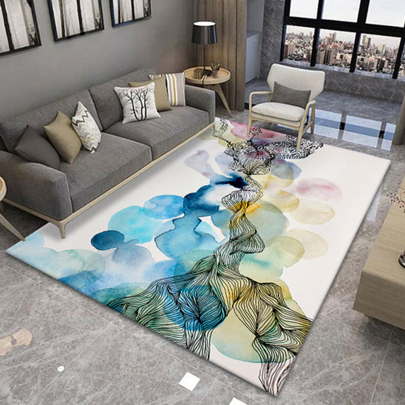 Novelty Living Room Rug Multi Color Patterned Area Carpet Anti-Slip Backing Pet Friendly Washable Indoor Rug Blue-White Clearhalo 'Area Rug' 'Rug' 2480384