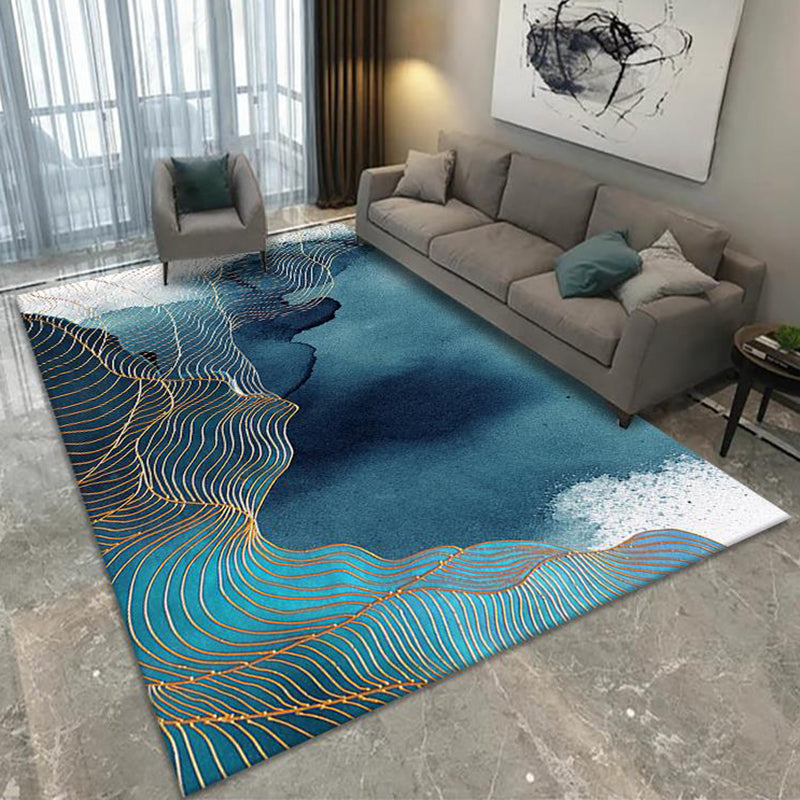 Novelty Living Room Rug Multi Color Patterned Area Carpet Anti-Slip Backing Pet Friendly Washable Indoor Rug Lake Blue Clearhalo 'Area Rug' 'Rug' 2480386