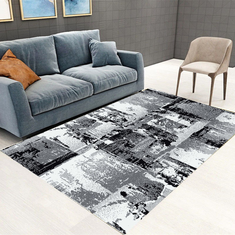 Novelty Living Room Rug Multi Color Patterned Area Carpet Anti-Slip Backing Pet Friendly Washable Indoor Rug Gray-White Clearhalo 'Area Rug' 'Rug' 2480393