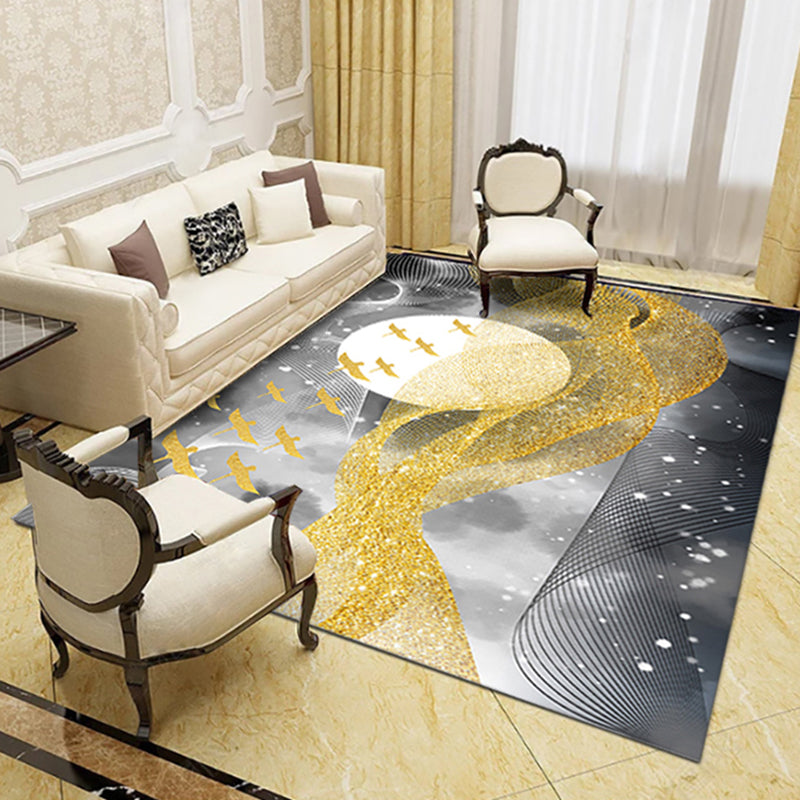 Novelty Living Room Rug Multi Color Patterned Area Carpet Anti-Slip Backing Pet Friendly Washable Indoor Rug Gray-Yellow Clearhalo 'Area Rug' 'Rug' 2480395