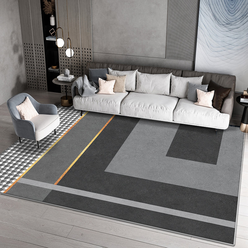 Modern Geometric Printed Rug Multi-Color Cotton Blend Area Carpet Anti-Slip Backing Easy Care Indoor Rug for Parlor Dark Gray Clearhalo 'Area Rug' 'Rug' 2480445