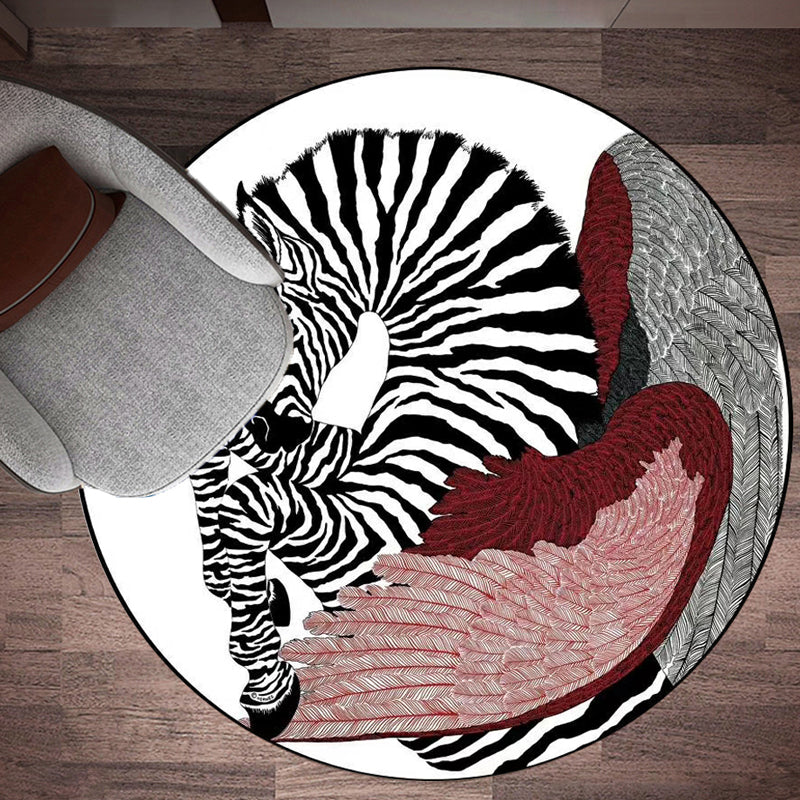 Nordic Animal Printed Rug Multi-Color Synthetics Area Carpet Pet Friendly Easy Care Indoor Rug for Decoration Black-White Clearhalo 'Area Rug' 'Rug' 2480447