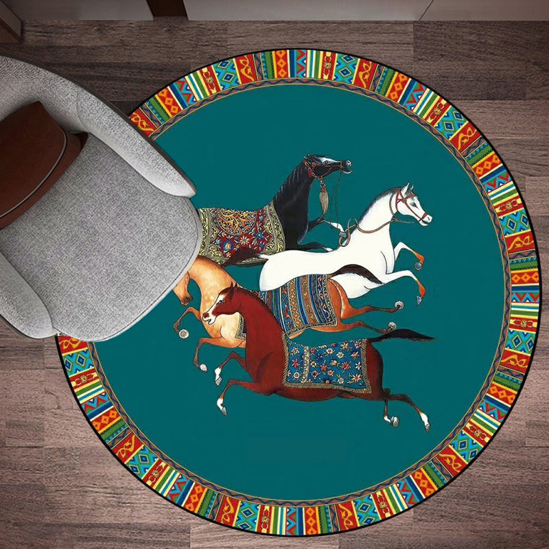 Nordic Animal Printed Rug Multi-Color Synthetics Area Carpet Pet Friendly Easy Care Indoor Rug for Decoration Green Clearhalo 'Area Rug' 'Rug' 2480448