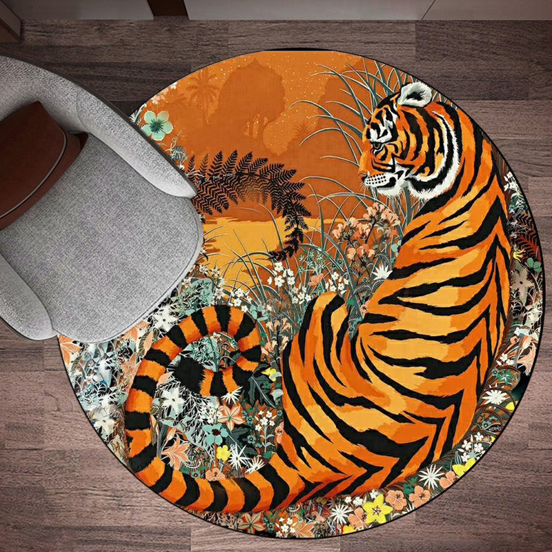 Nordic Animal Printed Rug Multi-Color Synthetics Area Carpet Pet Friendly Easy Care Indoor Rug for Decoration Orange Clearhalo 'Area Rug' 'Rug' 2480456