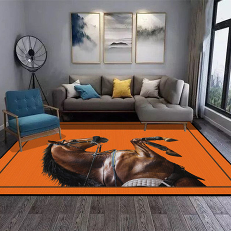 Multi-Colored Luxe Rug Cotton Blend Animal Printed Area Carpet Non-Slip Backing Stain-Resistant Area Rug for Parlor Orange-Red Clearhalo 'Area Rug' 'Rug' 2480458