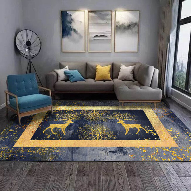 Multi-Colored Luxe Rug Cotton Blend Animal Printed Area Carpet Non-Slip Backing Stain-Resistant Area Rug for Parlor Gray-Blue Clearhalo 'Area Rug' 'Rug' 2480460