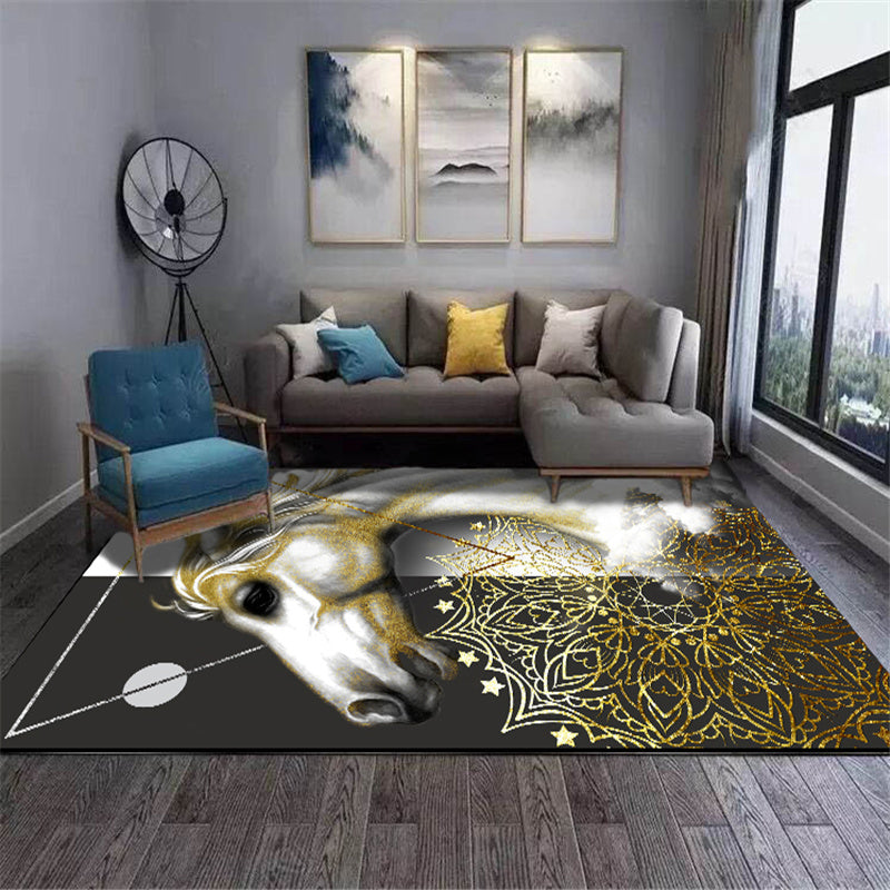 Multi-Colored Luxe Rug Cotton Blend Animal Printed Area Carpet Non-Slip Backing Stain-Resistant Area Rug for Parlor White-Yellow Clearhalo 'Area Rug' 'Rug' 2480462