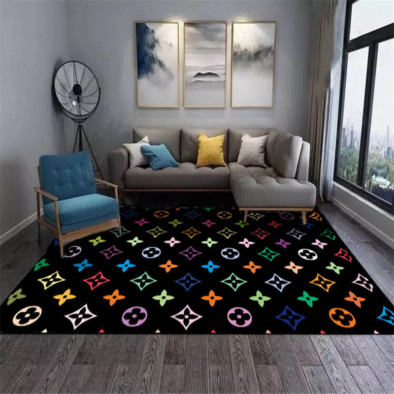 Multi-Colored Luxe Rug Cotton Blend Animal Printed Area Carpet Non-Slip Backing Stain-Resistant Area Rug for Parlor Black Clearhalo 'Area Rug' 'Rug' 2480468