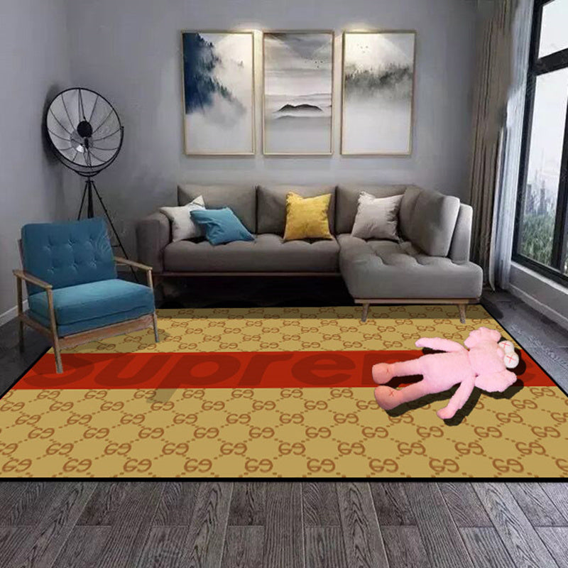 Multi-Colored Luxe Rug Cotton Blend Animal Printed Area Carpet Non-Slip Backing Stain-Resistant Area Rug for Parlor Khaki Clearhalo 'Area Rug' 'Rug' 2480469