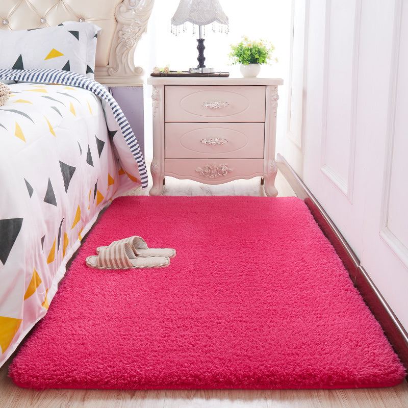 Minimalist Solid Color Rug Multi Colored Lamb Wool Indoor Rug Anti-Slip Backing Stain-Resistant for Bedroom Rose Pink Clearhalo 'Area Rug' 'Casual' 'Rugs' Rug' 2480497