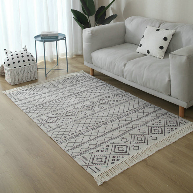 Simple Living Room Rug Multi-Color Geometric Printed Area Carpet Cotton Pet Friendly Easy Care Indoor Rug Light Gray-White Clearhalo 'Area Rug' 'Rugs' 'Southwestern' Rug' 2480525