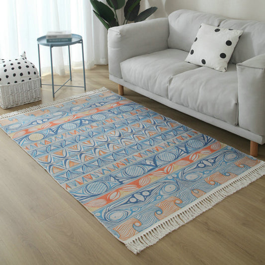 Simple Living Room Rug Multi-Color Geometric Printed Area Carpet Cotton Pet Friendly Easy Care Indoor Rug Sky Blue Clearhalo 'Area Rug' 'Rugs' 'Southwestern' Rug' 2480528