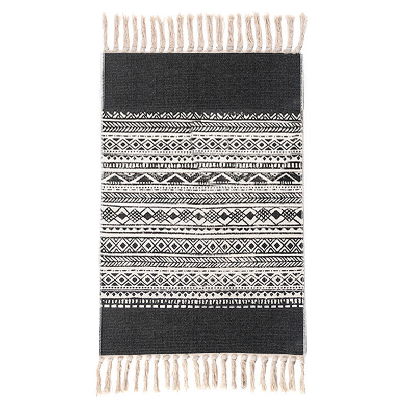 Multi-Color Southwestern Rug Cotton Geometric Printed Area Carpet Easy Care Pet Friendly Indoor Rug for Bedroom Black Clearhalo 'Area Rug' 'Rugs' 'Southwestern' Rug' 2480557