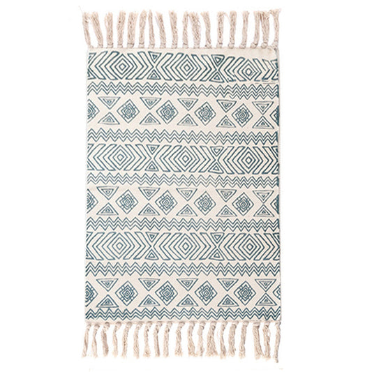 Multi-Color Southwestern Rug Cotton Geometric Printed Area Carpet Easy Care Pet Friendly Indoor Rug for Bedroom Light Green Clearhalo 'Area Rug' 'Rugs' 'Southwestern' Rug' 2480558