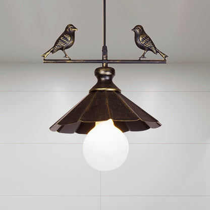 Scalloped Shade Restaurant Hanging Ceiling Light Industrial Metallic 1 Head Brown/Rust Pendant Lighting Rust Clearhalo 'Art Deco Pendants' 'Cast Iron' 'Ceiling Lights' 'Ceramic' 'Crystal' 'Industrial Pendants' 'Industrial' 'Metal' 'Middle Century Pendants' 'Pendant Lights' 'Pendants' 'Tiffany' Lighting' 248059