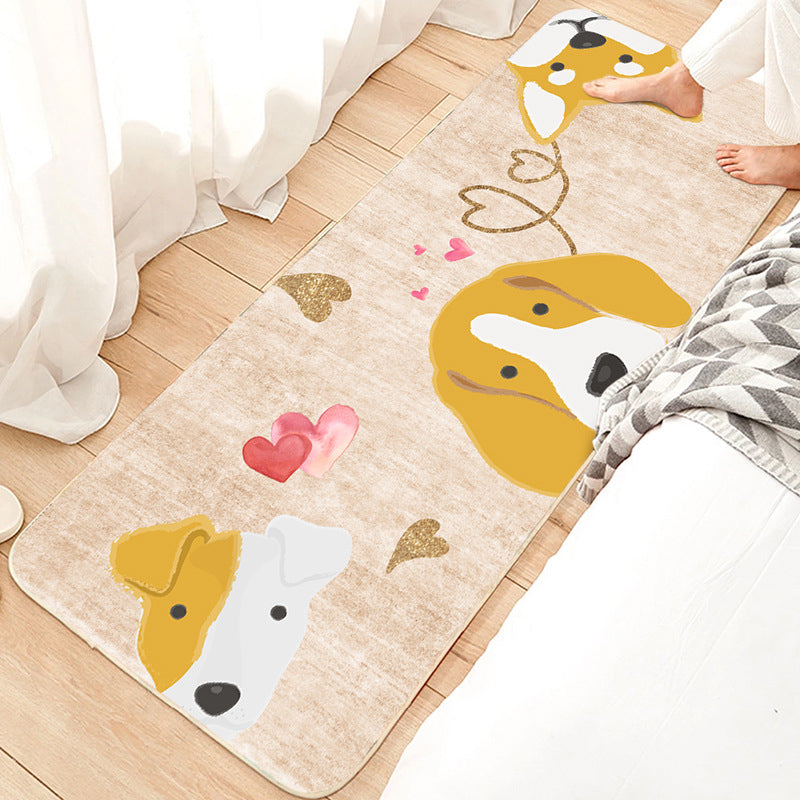 Cute Bedroom Rug Multi-Colored Cartoon Printed Indoor Rug Polyster Anti-Slip Backing Pet Friendly Area Carpet Yellow Clearhalo 'Area Rug' 'Rug' 2480660