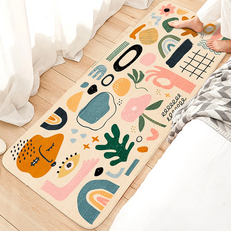 Cute Bedroom Rug Multi-Colored Cartoon Printed Indoor Rug Polyster Anti-Slip Backing Pet Friendly Area Carpet Green Clearhalo 'Area Rug' 'Rug' 2480662