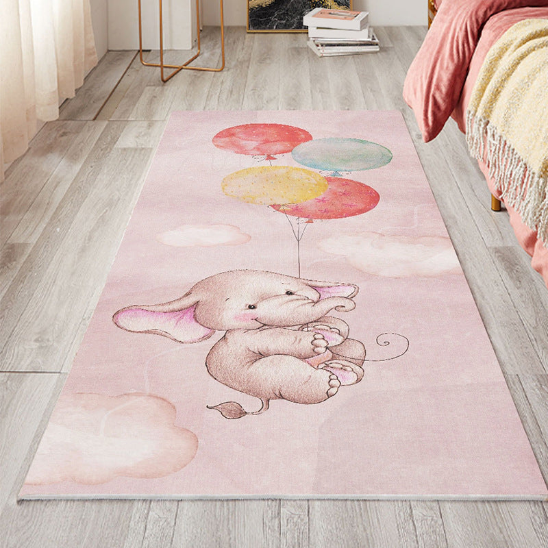 Cute Bedroom Rug Multi-Colored Cartoon Printed Indoor Rug Polyster Anti-Slip Backing Pet Friendly Area Carpet Gray-Pink Clearhalo 'Area Rug' 'Rug' 2480668