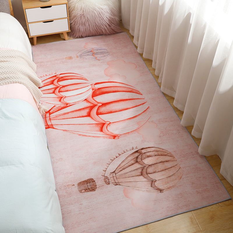 Casual Kids Room Rug Multi-Colored Cartoon Pattern Indoor Rug Cotton Blend Anti-Slip Pet Friendly Area Carpet Rose Pink Clearhalo 'Area Rug' 'Rug' 2480675