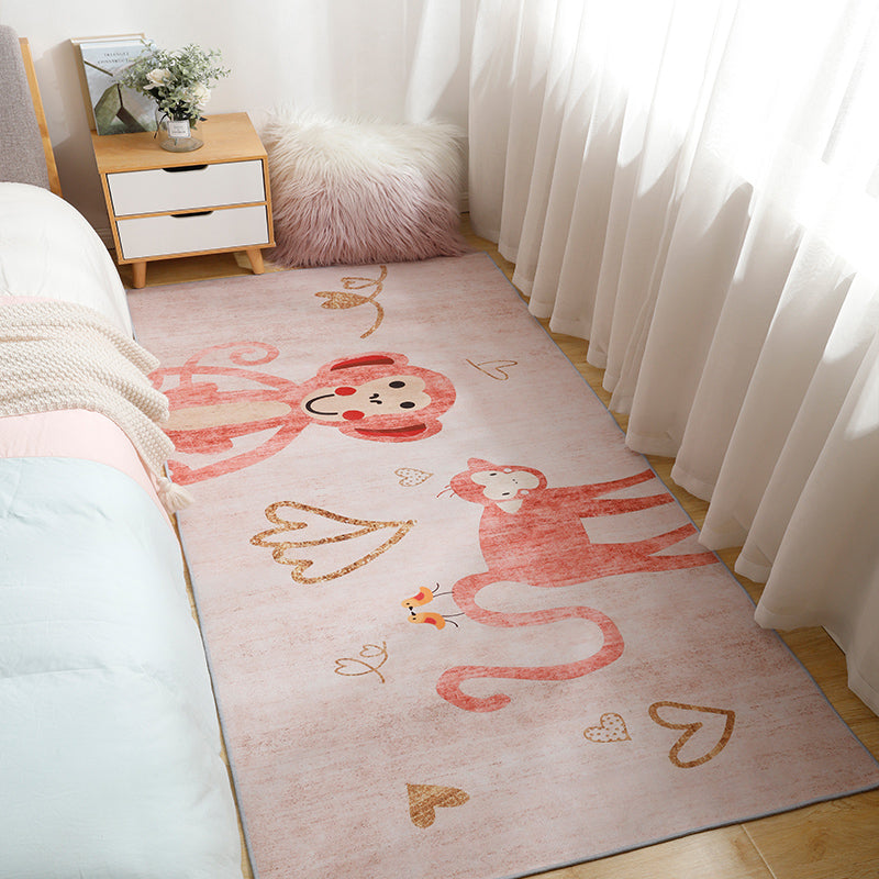 Casual Kids Room Rug Multi-Colored Cartoon Pattern Indoor Rug Cotton Blend Anti-Slip Pet Friendly Area Carpet Nude Pink Clearhalo 'Area Rug' 'Rug' 2480678