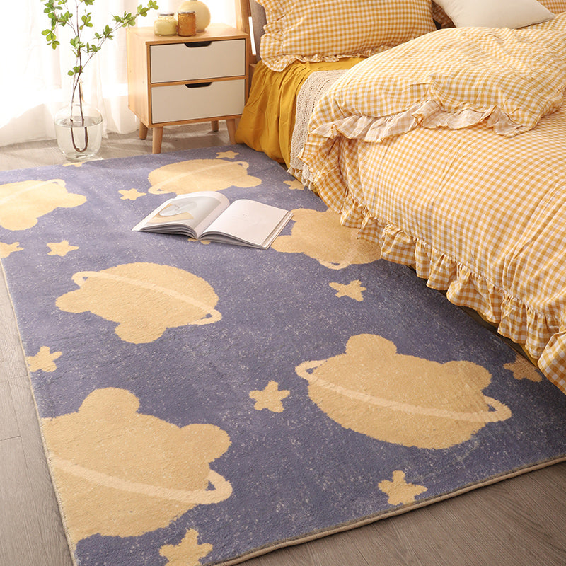 Nordic Outer Space Rug Multi-Colored Cotton Blend Area Carpet Non-Slip Backing Stain-Resistant Indoor Rug for Kids Bedroom Blue Clearhalo 'Area Rug' 'Rug' 2480686