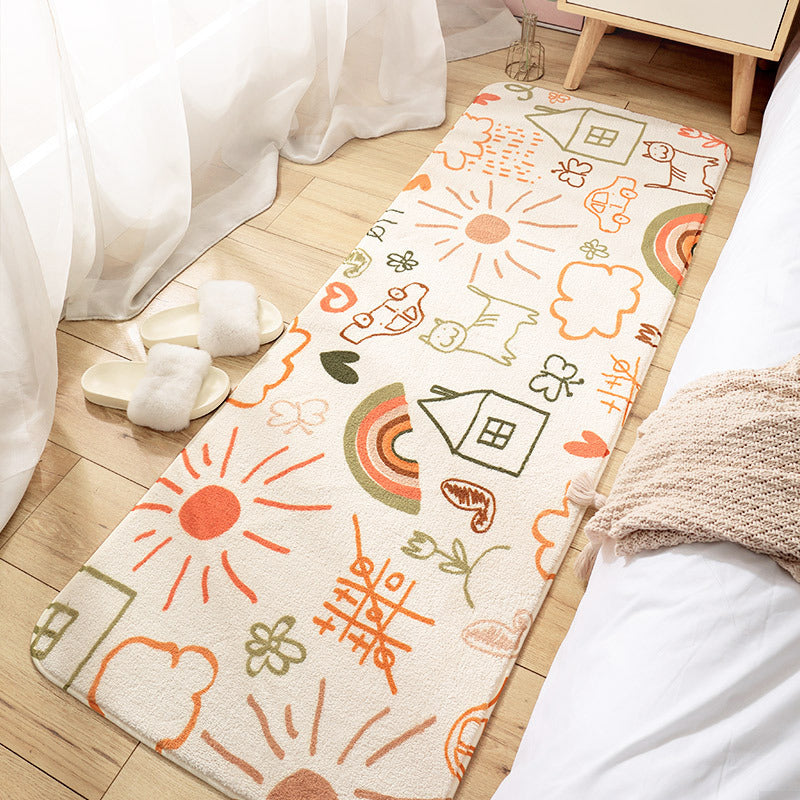 Multi-Color Comfort Rug Lamb Wool Hand Printed Area Carpet Non-Slip Pet Friendly Easy Care Indoor Rug for Bedroom Yellow-Red Clearhalo 'Area Rug' 'Rug' 2480714