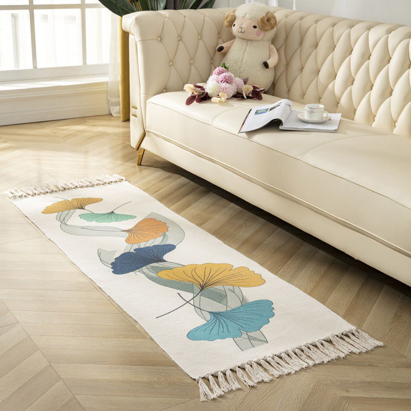 Modern Plant Printed Rug Multi-Colored Jute Area Carpet Easy Care Pet Friendly Stain-Resistant Indoor Rug with Tassel for Bedroom Yellow Clearhalo 'Area Rug' 'Modern' 'Rugs' Rug' 2480727