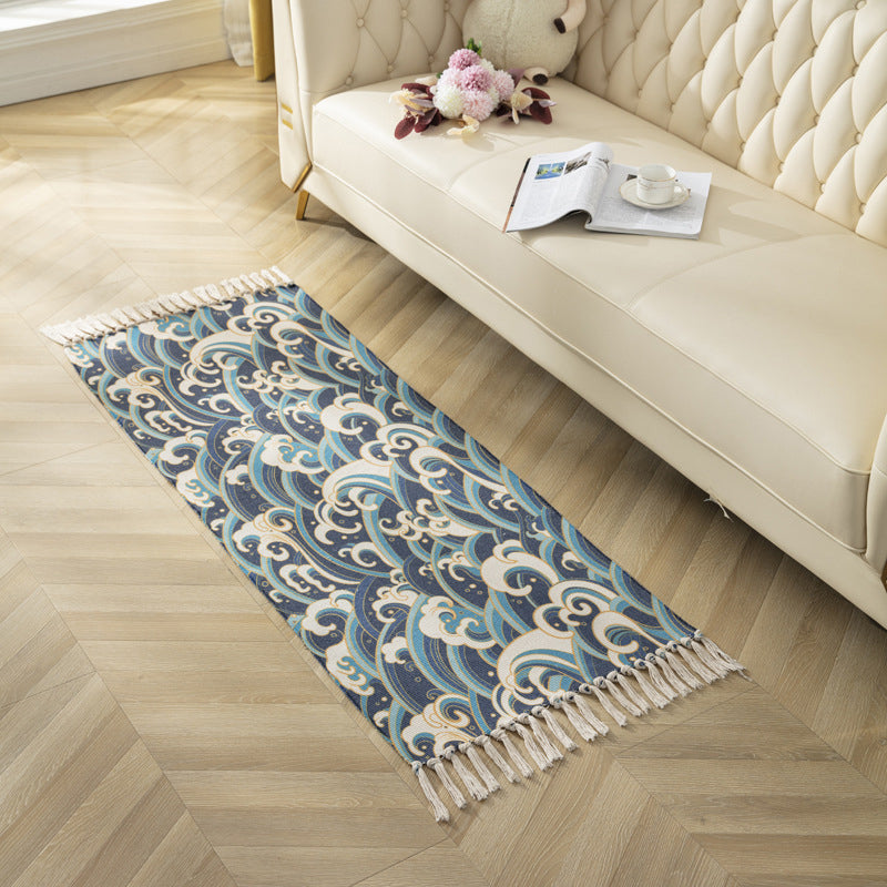 Modern Plant Printed Rug Multi-Colored Jute Area Carpet Easy Care Pet Friendly Stain-Resistant Indoor Rug with Tassel for Bedroom Green Clearhalo 'Area Rug' 'Modern' 'Rugs' Rug' 2480728