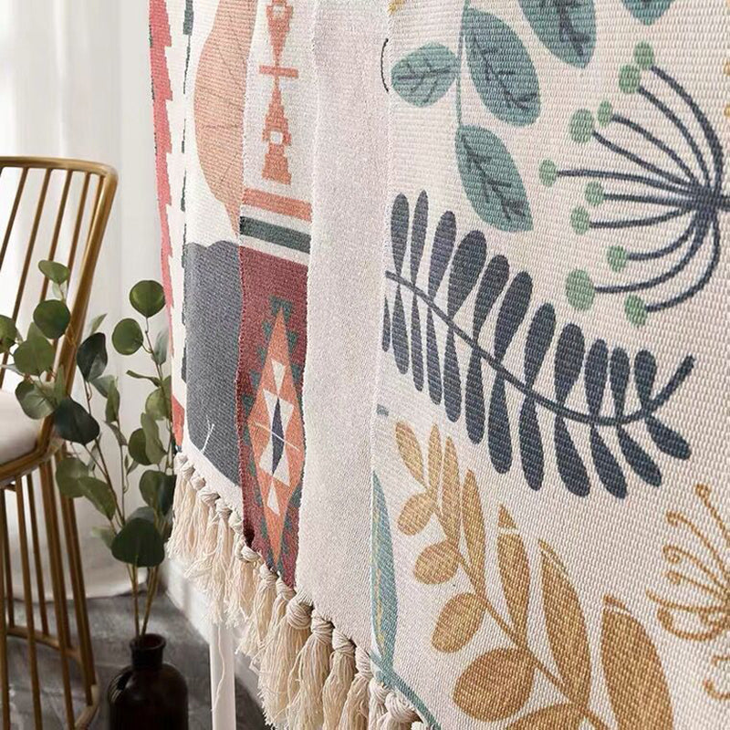 Modern Plant Printed Rug Multi-Colored Jute Area Carpet Easy Care Pet Friendly Stain-Resistant Indoor Rug with Tassel for Bedroom Clearhalo 'Area Rug' 'Modern' 'Rugs' Rug' 2480737