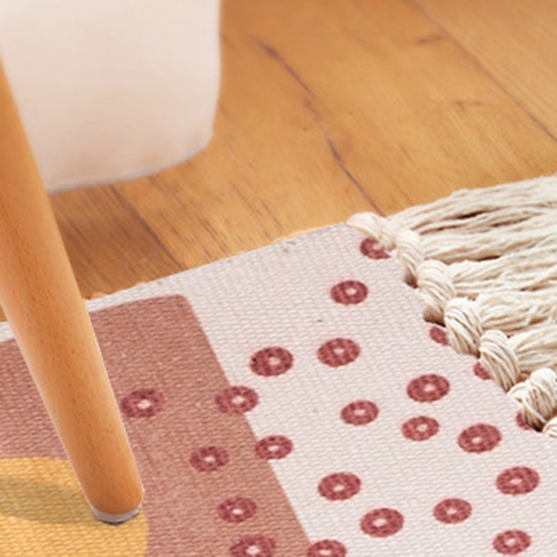 Modern Plant Printed Rug Multi-Colored Jute Area Carpet Easy Care Pet Friendly Stain-Resistant Indoor Rug with Tassel for Bedroom Clearhalo 'Area Rug' 'Modern' 'Rugs' Rug' 2480739