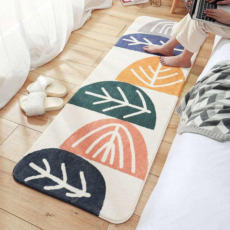Multi-Colored Plant Printed Rug Lamb Wool Nordic Area Carpet Non-Slip Backing Pet Friendly Indoor Rug for Bedroom Yellow-Green Clearhalo 'Area Rug' 'Modern' 'Rugs' Rug' 2480743