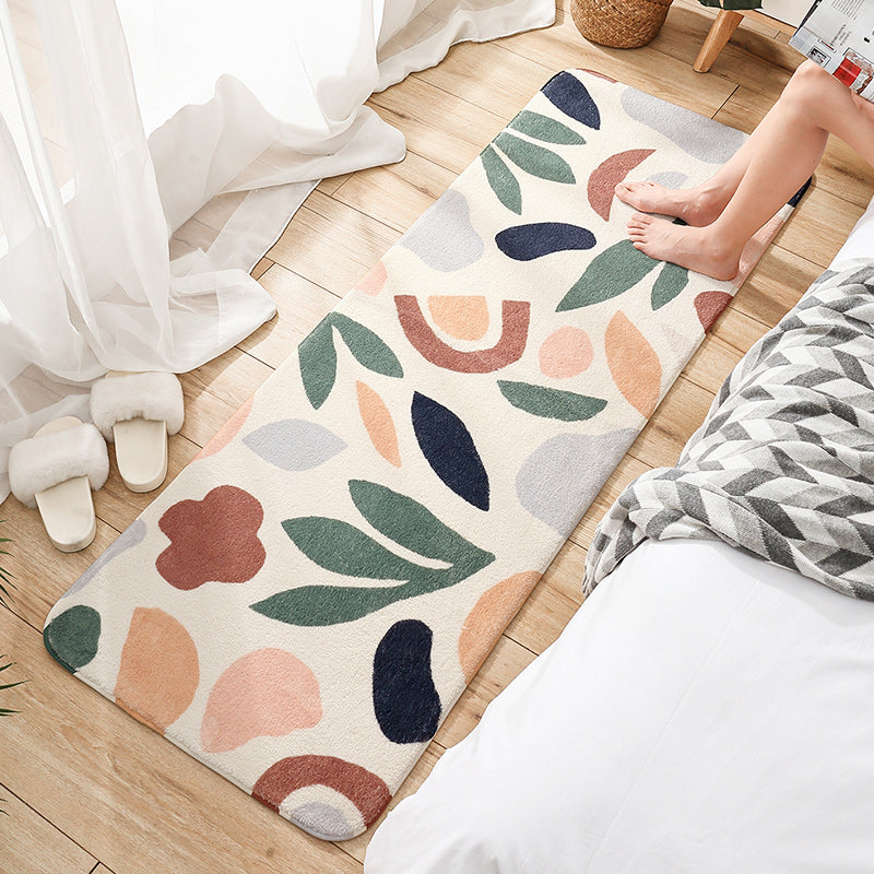 Multi-Colored Plant Printed Rug Lamb Wool Nordic Area Carpet Non-Slip Backing Pet Friendly Indoor Rug for Bedroom Green Clearhalo 'Area Rug' 'Modern' 'Rugs' Rug' 2480744