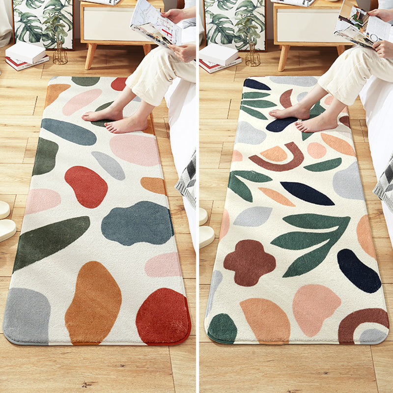 Multi-Colored Plant Printed Rug Lamb Wool Nordic Area Carpet Non-Slip Backing Pet Friendly Indoor Rug for Bedroom Clearhalo 'Area Rug' 'Modern' 'Rugs' Rug' 2480745
