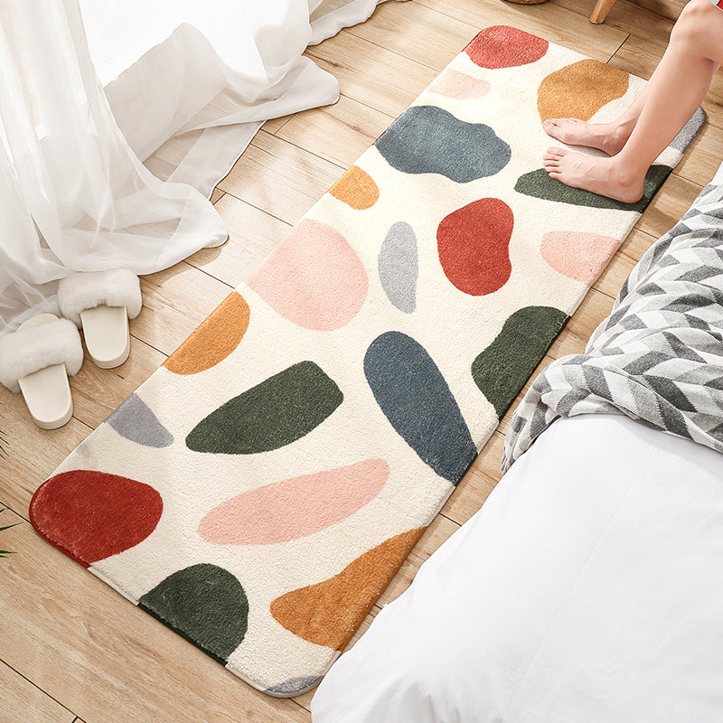 Multi-Colored Plant Printed Rug Lamb Wool Nordic Area Carpet Non-Slip Backing Pet Friendly Indoor Rug for Bedroom Pink Clearhalo 'Area Rug' 'Modern' 'Rugs' Rug' 2480746