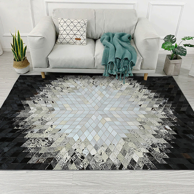 Unique Geometric Printed Rug Multi Color Cowhide Indoor Rug Pet Friendly Stain-Resistant Easy Care Carpet for Living Room Black Clearhalo 'Area Rug' 'Modern' 'Rugs' Rug' 2480775