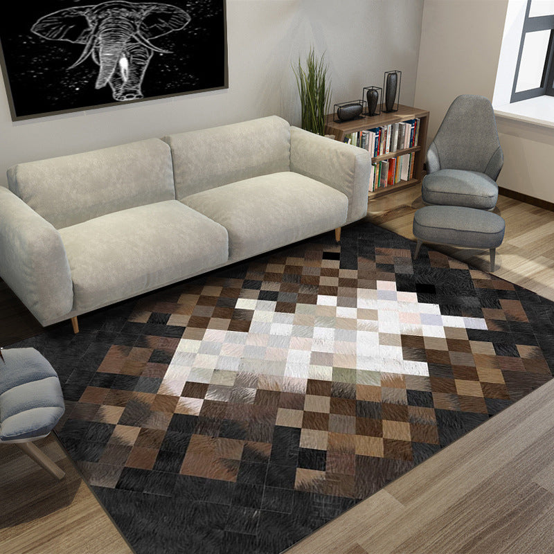Unique Geometric Printed Rug Multi Color Cowhide Indoor Rug Pet Friendly Stain-Resistant Easy Care Carpet for Living Room Dark Coffee Clearhalo 'Area Rug' 'Modern' 'Rugs' Rug' 2480778