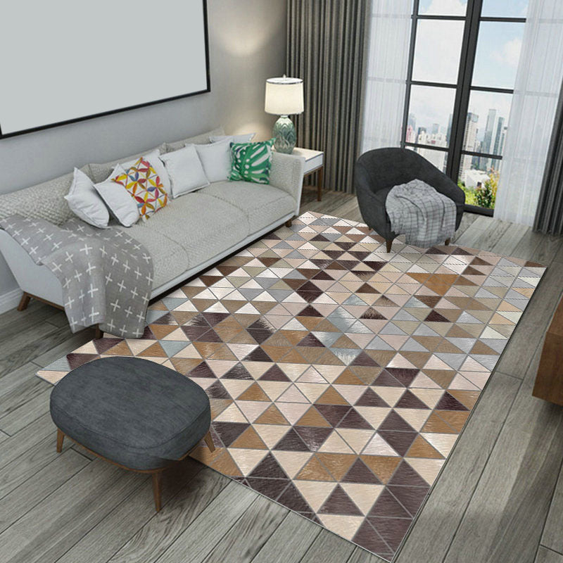Unique Geometric Printed Rug Multi Color Cowhide Indoor Rug Pet Friendly Stain-Resistant Easy Care Carpet for Living Room Light Camel Clearhalo 'Area Rug' 'Modern' 'Rugs' Rug' 2480779