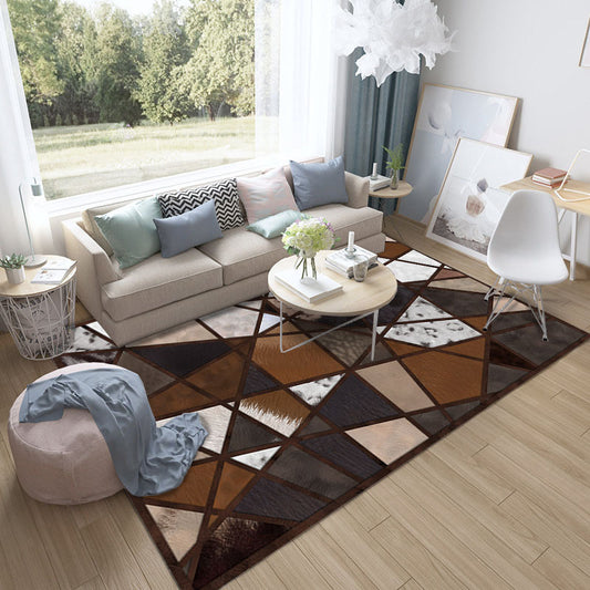 Unique Geometric Printed Rug Multi Color Cowhide Indoor Rug Pet Friendly Stain-Resistant Easy Care Carpet for Living Room Chocolate Clearhalo 'Area Rug' 'Modern' 'Rugs' Rug' 2480780