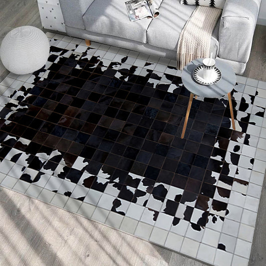 Unique Geometric Printed Rug Multi Color Cowhide Indoor Rug Pet Friendly Stain-Resistant Easy Care Carpet for Living Room Gloss Black Clearhalo 'Area Rug' 'Modern' 'Rugs' Rug' 2480781
