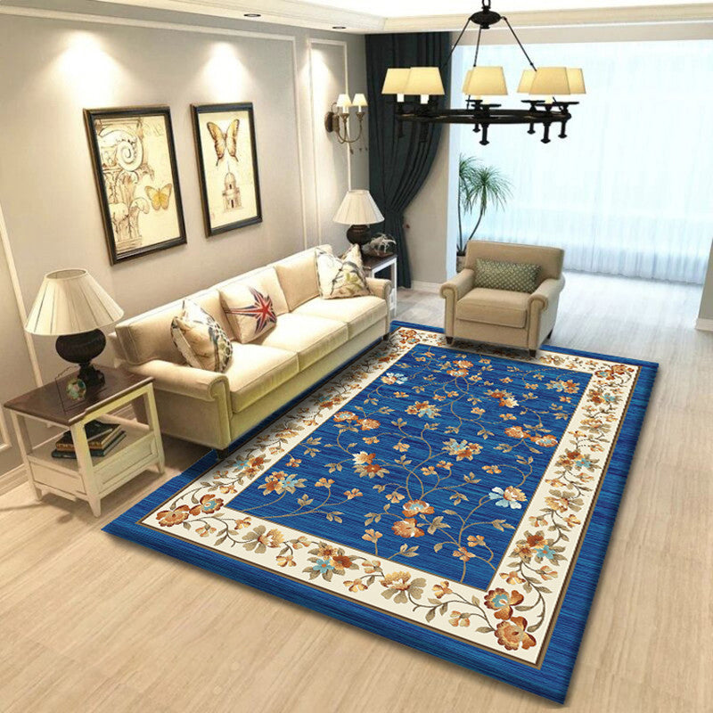 Modern Floral Printed Rug Multi-Color Polyster Indoor Rug Anti-Slip Backing Machine Washable Area Carpet for Living Room Blue Clearhalo 'Area Rug' 'Modern' 'Rugs' Rug' 2480830