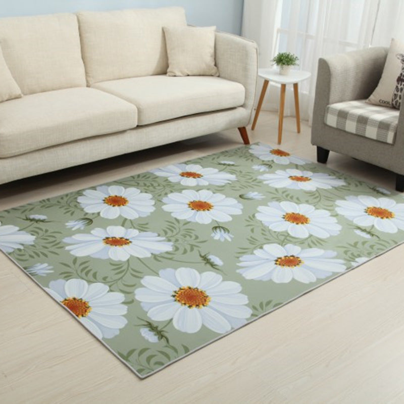 Modern Floral Printed Rug Multi-Color Polyster Indoor Rug Anti-Slip Backing Machine Washable Area Carpet for Living Room Green Clearhalo 'Area Rug' 'Modern' 'Rugs' Rug' 2480832