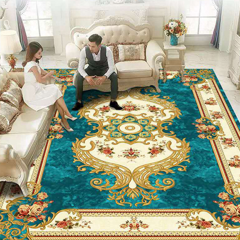 Multicolored Flower Printed Rug Polypropylene Nordic Indoor Rug Anti-Slip Backing Stain-Resistant Area Carpet for Parlor Green Clearhalo 'Area Rug' 'Modern' 'Rugs' Rug' 2480837