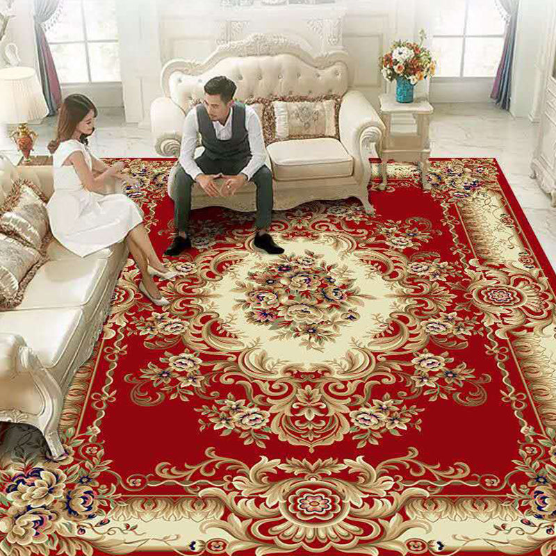 Multicolored Flower Printed Rug Polypropylene Nordic Indoor Rug Anti-Slip Backing Stain-Resistant Area Carpet for Parlor Brick Red Clearhalo 'Area Rug' 'Modern' 'Rugs' Rug' 2480840