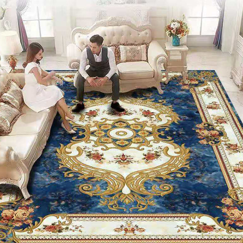 Multicolored Flower Printed Rug Polypropylene Nordic Indoor Rug Anti-Slip Backing Stain-Resistant Area Carpet for Parlor Blue Clearhalo 'Area Rug' 'Modern' 'Rugs' Rug' 2480842