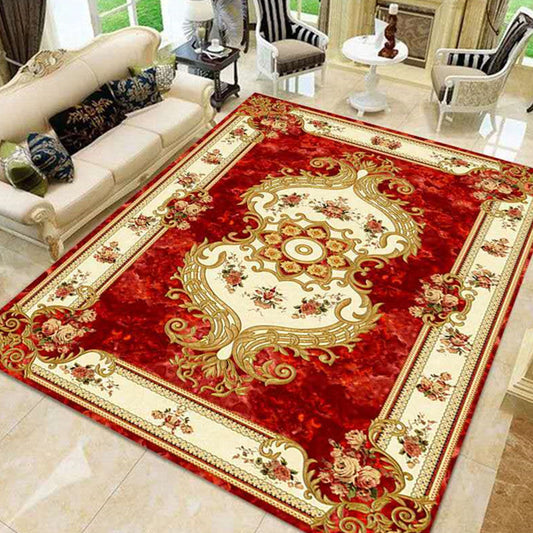 Multicolored Flower Printed Rug Polypropylene Nordic Indoor Rug Anti-Slip Backing Stain-Resistant Area Carpet for Parlor Red Clearhalo 'Area Rug' 'Modern' 'Rugs' Rug' 2480843