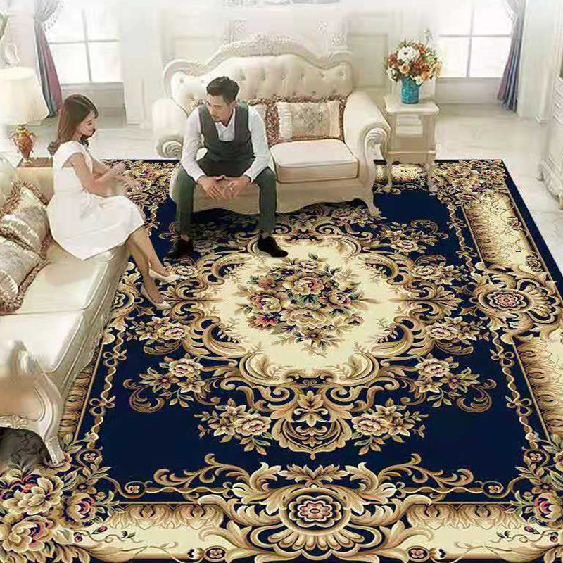 Multicolored Flower Printed Rug Polypropylene Nordic Indoor Rug Anti-Slip Backing Stain-Resistant Area Carpet for Parlor Black Clearhalo 'Area Rug' 'Modern' 'Rugs' Rug' 2480844